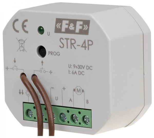  Реле управления ролетами STR-4P (групповое локальное управление 24В DC установка в монтажную коробку d60мм 6А IP20) F&F EA14.003.004 