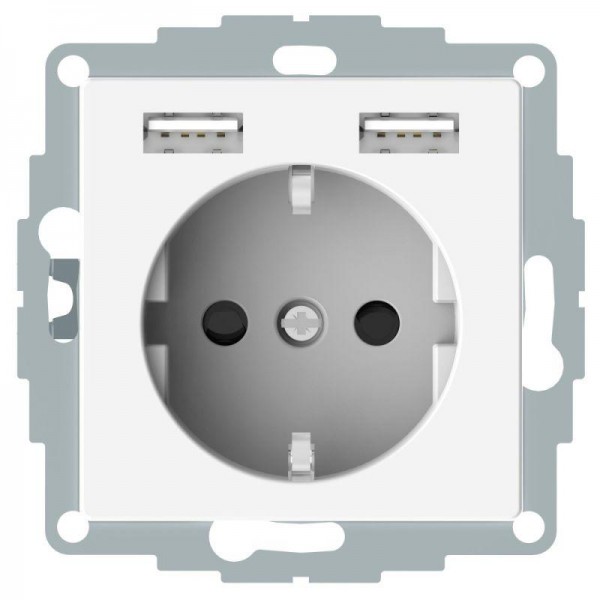  Розетка MERTEN SM Schuko с 2 USB c зарядным устройством 2.4А бел. SchE MTN2366-0319 