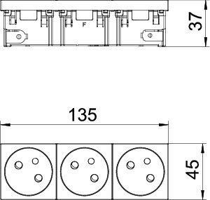  Розетка 3-м Modul45connect 10/16А 250В STD-F3C RW3 33град. франц. станд. бел. OBO 6120692 