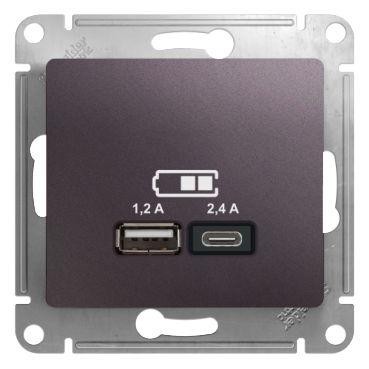  Механизм розетки USB GLOSSA A+С 5В/2.4А 2х5В/1.2А сирен. туман SchE GSL001439 