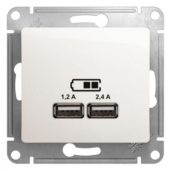  Механизм розетки USB GLOSSA A+С 5В/2.4А 2х5В/1.2А перламутр SchE GSL000639 