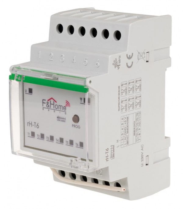  Модуль шестиканальный для измерения температуры монтаж на DIN-рейку дальность связи со всеми серверами до 100м 230В AC F&F EA24.003.001 