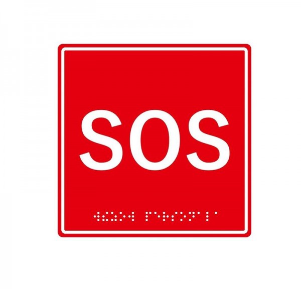  Табличка тактильная с пиктограммой "SOS" (150х150мм) красн. фон MP-010R1 HostCall 275866 