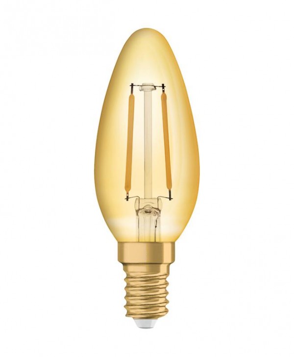  Лампа светодиодная филаментная Vintage 1906 LED CL B FIL GOLD 12 non-dim 1.5W/824 1.5Вт (замена 12Вт) 2400К тепл. бел. E14 120лм 220-240В золотистая OSRAM 4058075293205 