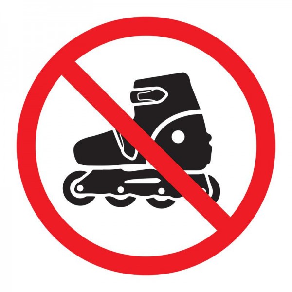  Наклейка запрещающий знак "На роликах не заходить" 150х150мм 56-0019 